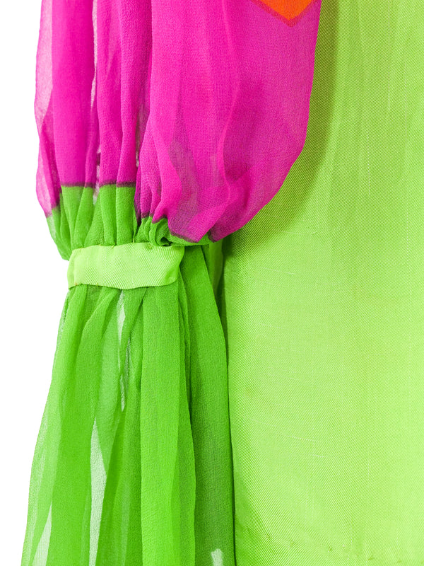 Neon Colorblocked Silk Blouse Top arcadeshops.com