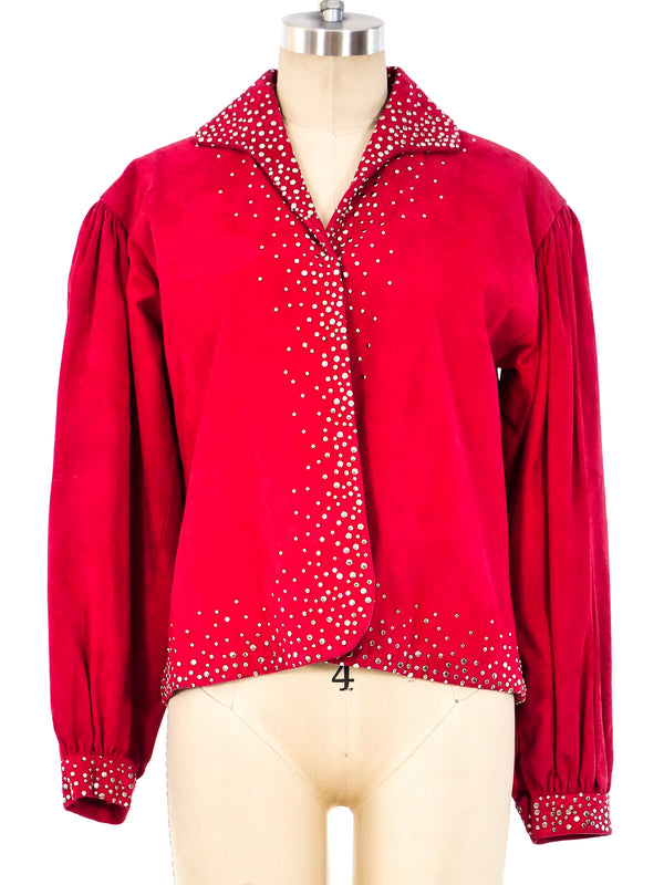 Halston Studded Suede Jacket Jacket arcadeshops.com