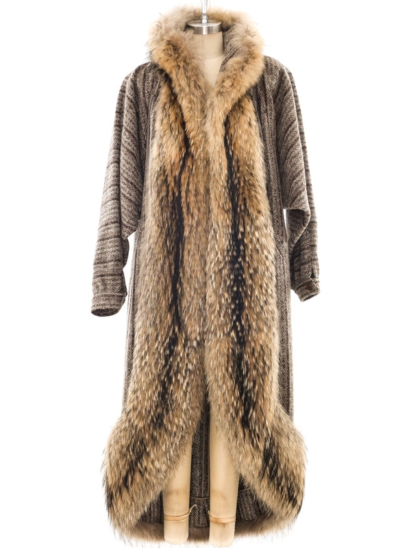 Gucci Fox Fur Trimmed Knit Coat Outerwear arcadeshops.com