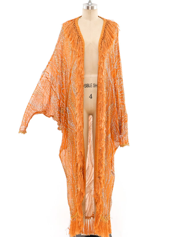 Glitter Embellished Fringed Duster Jacket arcadeshops.com