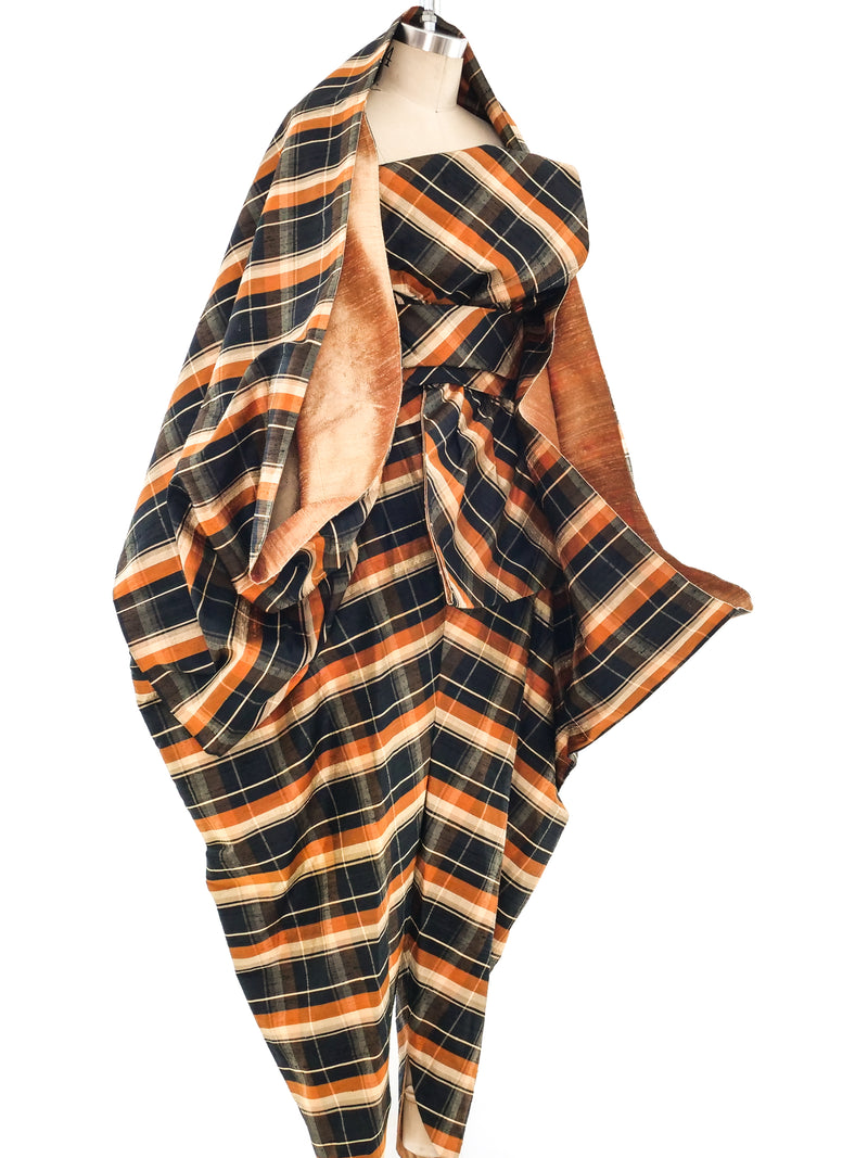 Sculptural Plaid Thai Silk Jumpsuit Suit arcadeshops.com