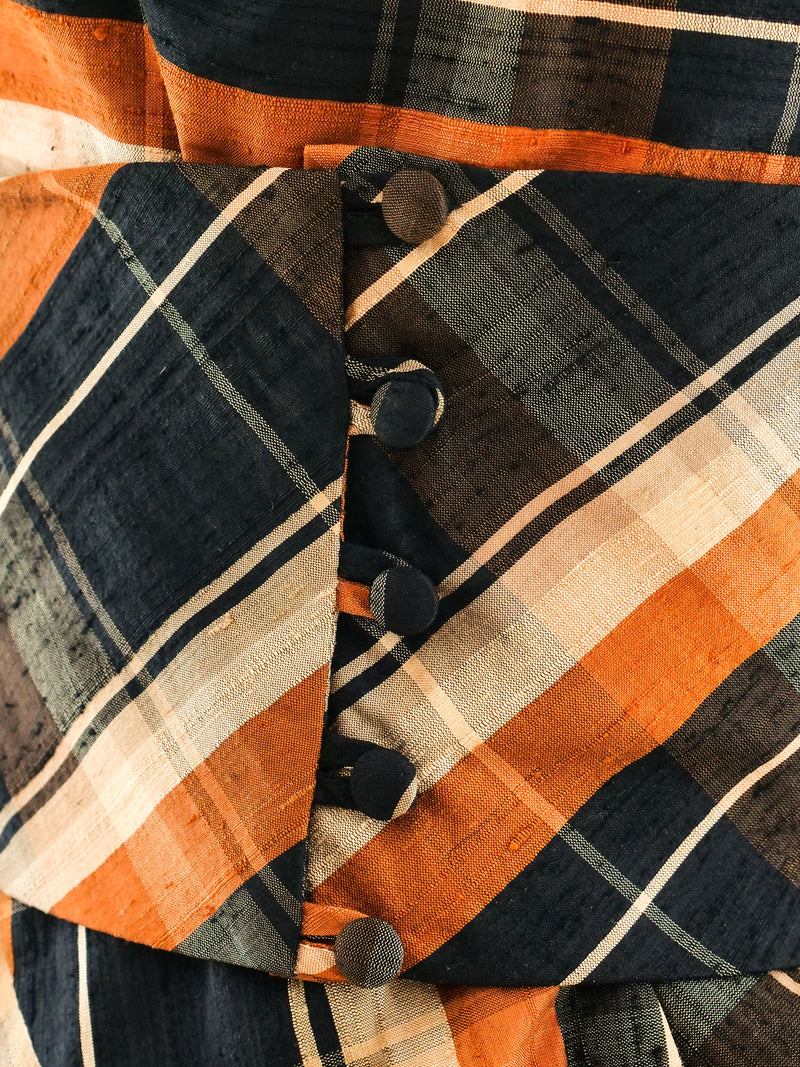 Sculptural Plaid Thai Silk Jumpsuit Suit arcadeshops.com