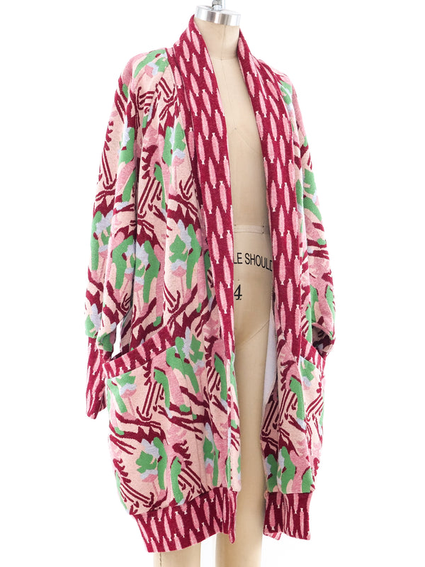 Gene Ewing Skiing Intarsia Cocoon Cardigan Jacket arcadeshops.com