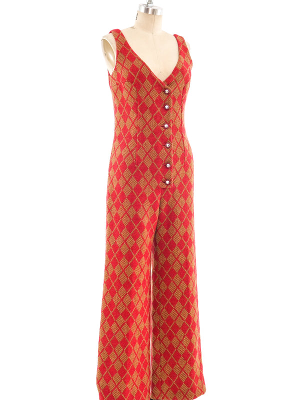 1960's Argyle Wool Jumpsuit Suit arcadeshops.com