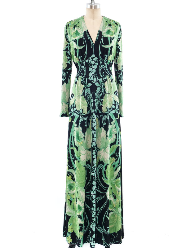 Floral Art Nouveau Printed Jersey Dress Dress arcadeshops.com