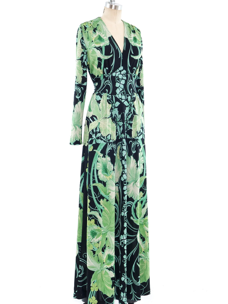 Floral Art Nouveau Printed Jersey Dress Dress arcadeshops.com