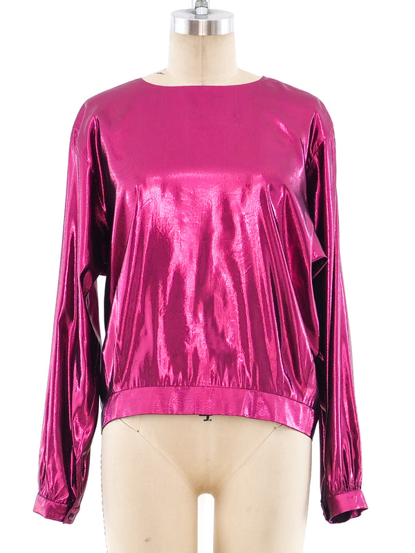 Christian Dior Fuchsia Lamé Blouse Top arcadeshops.com
