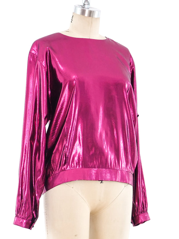Christian Dior Fuchsia Lamé Blouse Top arcadeshops.com