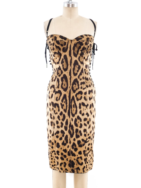 Dolce and Gabbana Leopard Print Bustier Dress Dress arcadeshops.com
