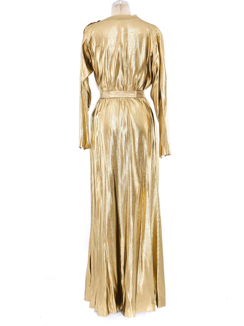 Yves Saint Laurent Metallic Gold Lamé Ensemble Suit arcadeshops.com