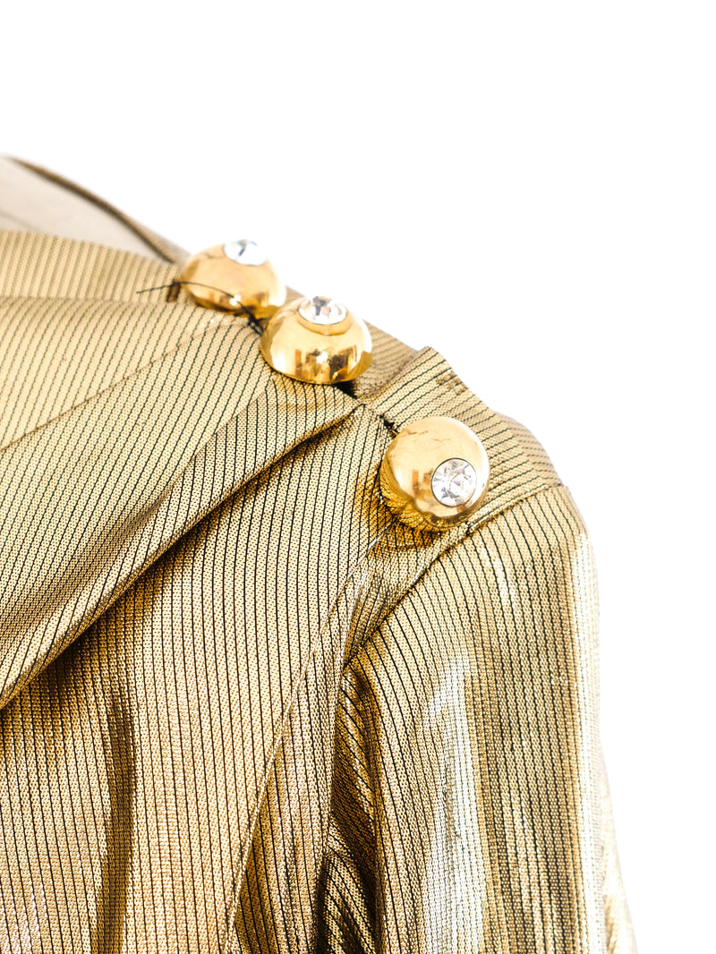 Yves Saint Laurent Metallic Gold Lamé Ensemble Suit arcadeshops.com