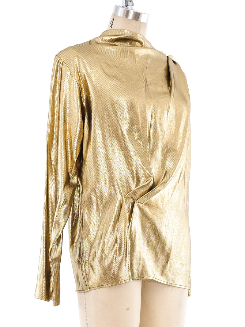 Yves Saint Laurent Metallic Gold Lamé Ensemble Suit arcadeshops.com