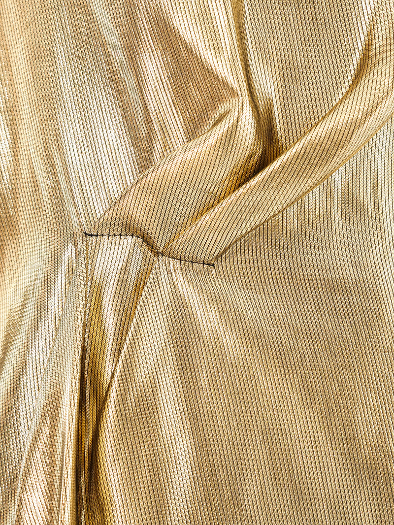 Yves Saint Laurent Metallic Gold Lamé Ensemble Suit arcadeshops.com