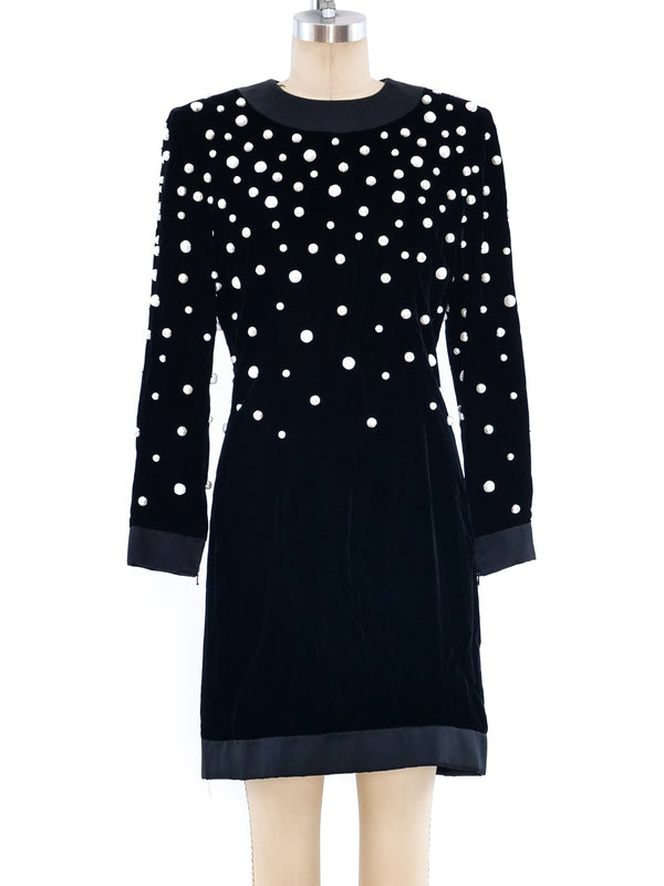 Givenchy Faux Pearl Embellished Velvet Dress Dress arcadeshops.com