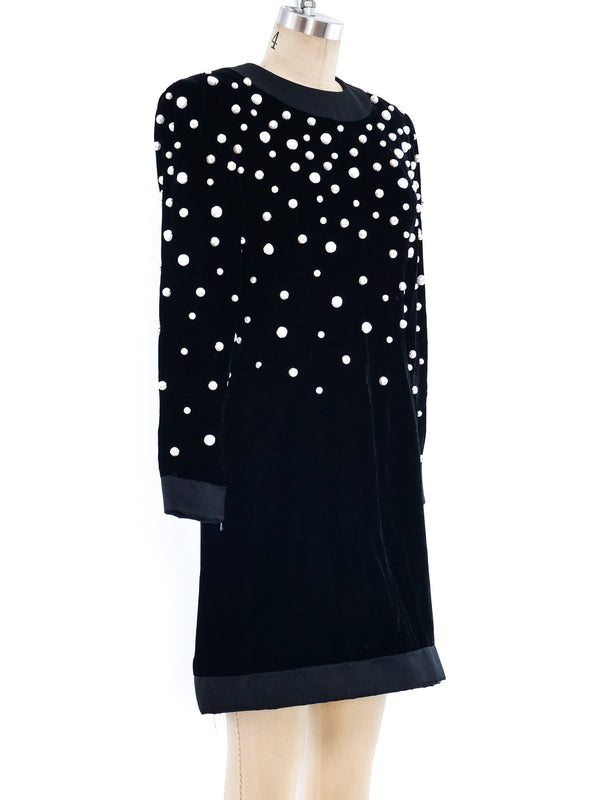 Givenchy Faux Pearl Embellished Velvet Dress Dress arcadeshops.com