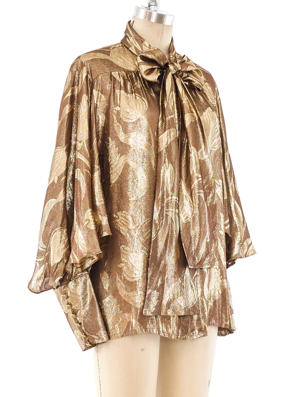 Nina Ricci Metallic Floral Blouse Top arcadeshops.com