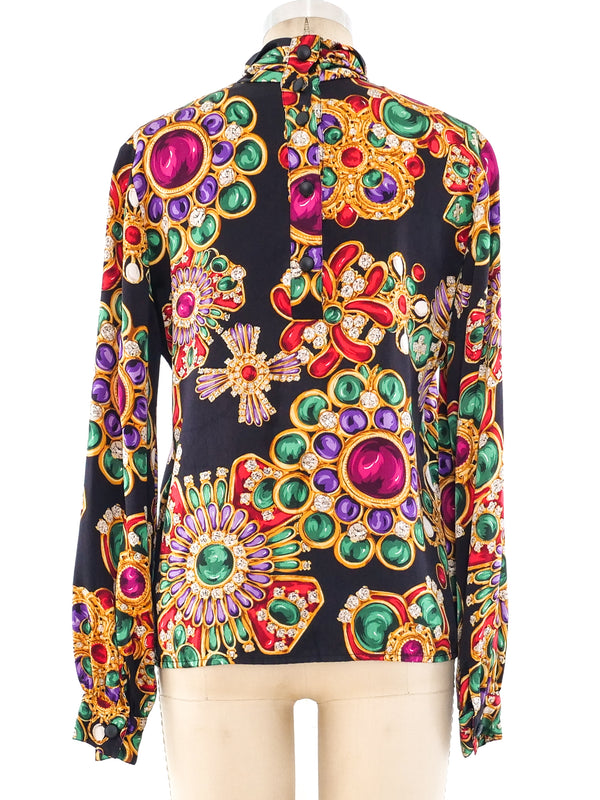 Jewel Printed Silk Blouse Top arcadeshops.com