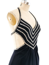 Estevez Crystal Studded Halter Gown Dress arcadeshops.com