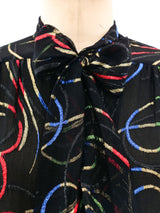 Givenchy Metallic Lurex Jacquard Silk Blouse Top arcadeshops.com