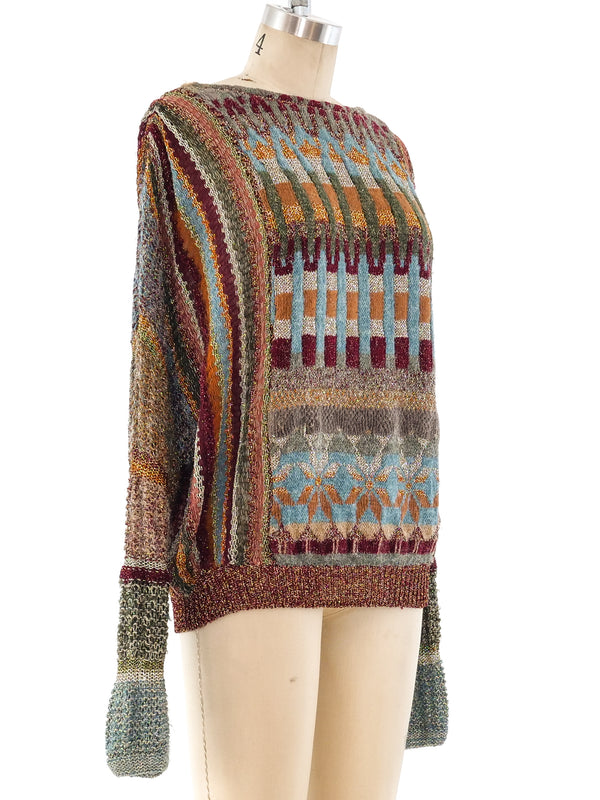 Mali Firenze Metallic Handknit Sweater Top arcadeshops.com
