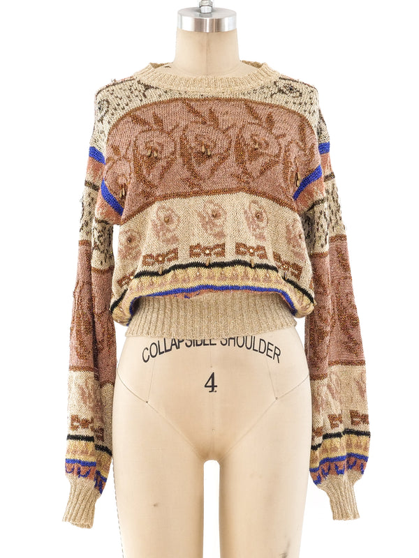 Krizia Metallic Knit Sweater Top arcadeshops.com