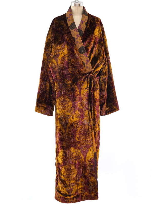 Krizia Printed Velvet Maxi Coat Outerwear arcadeshops.com