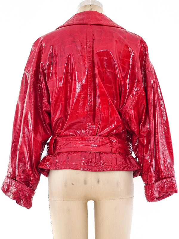 Valentino Croc Embossed Vegan Leather Motorcycle Jacket Jacket arcadeshops.com