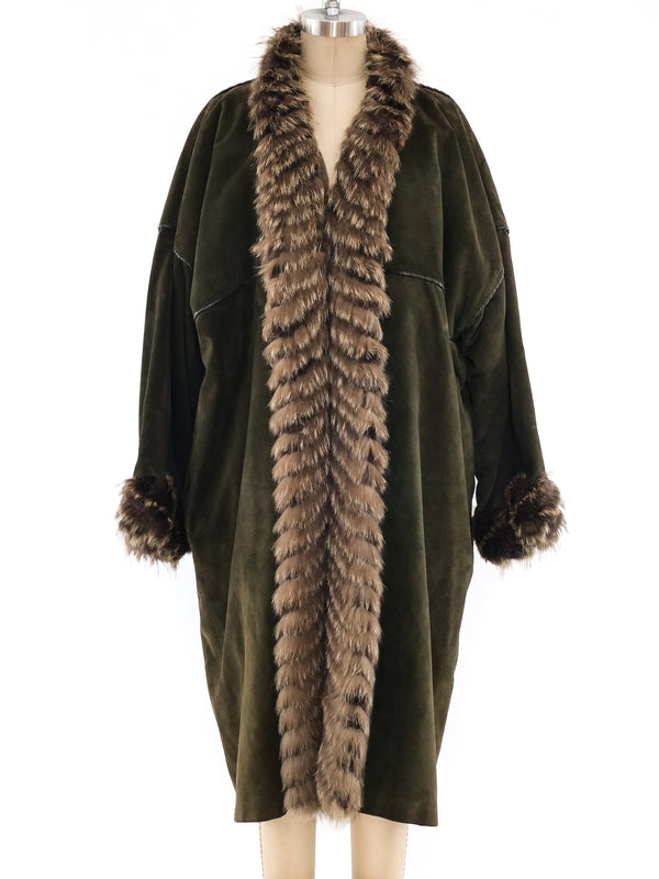 Yves Saint Laurent Fur Lined Suede Coat Outerwear arcadeshops.com
