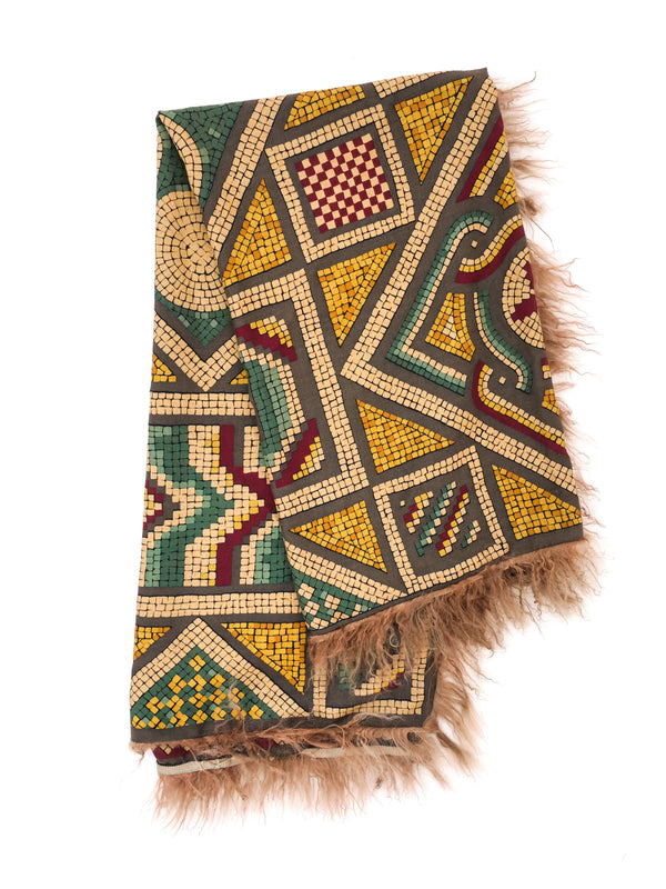 Fendi Fur Trimmed Mosaic Printed Shawl Accessory arcadeshops.com