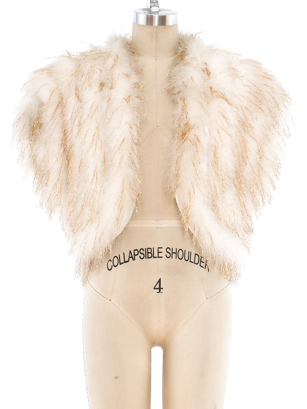 Tinsel Embellished Sleeveless Marabou Jacket Jacket arcadeshops.com