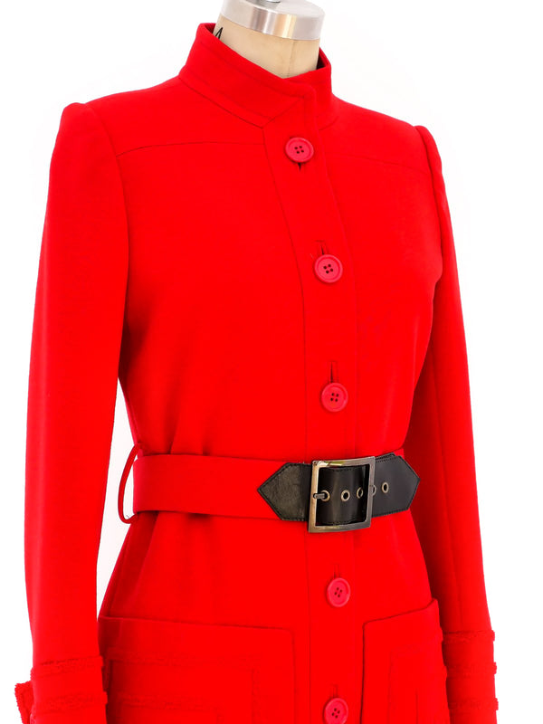 Ted Lapidus Red Wool Belted Coat Jacket arcadeshops.com