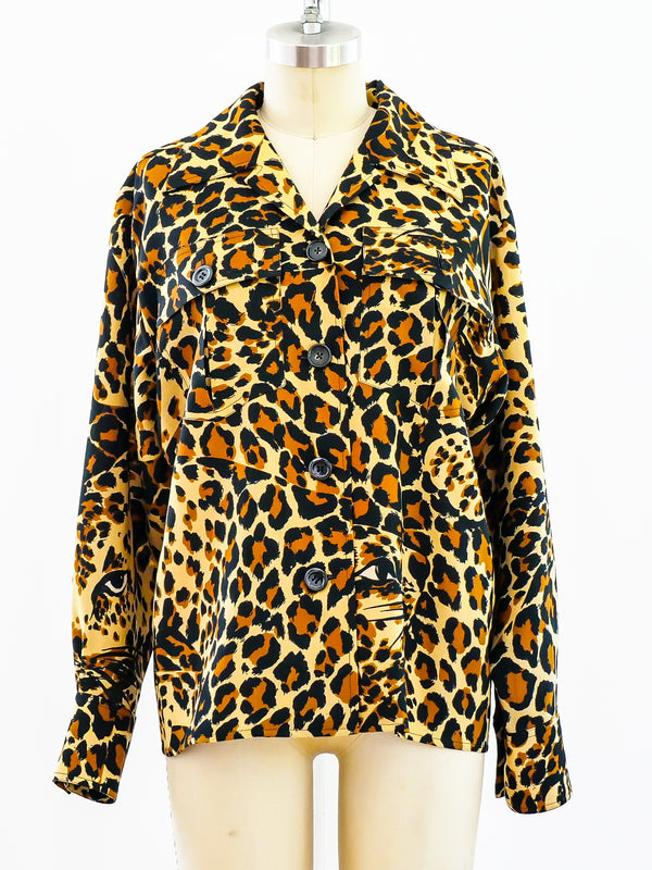 1986 Yves Saint Laurent Leopard Safari Blouse Top arcadeshops.com