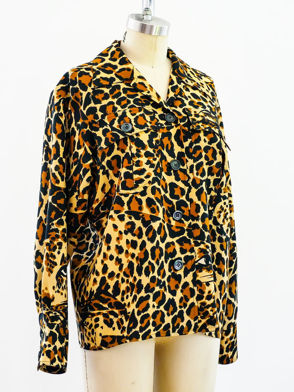 1986 Yves Saint Laurent Leopard Safari Blouse Top arcadeshops.com