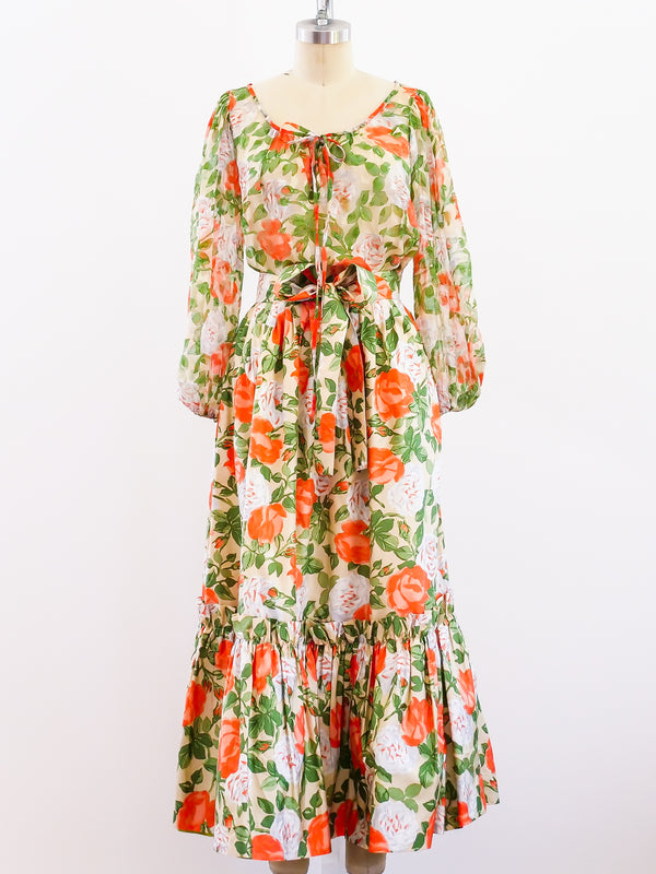 Yves Saint Laurent Peach Floral Ensemble Two Piece arcadeshops.com