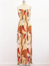 Feather Print Plisse Pleat Dress Dress arcadeshops.com