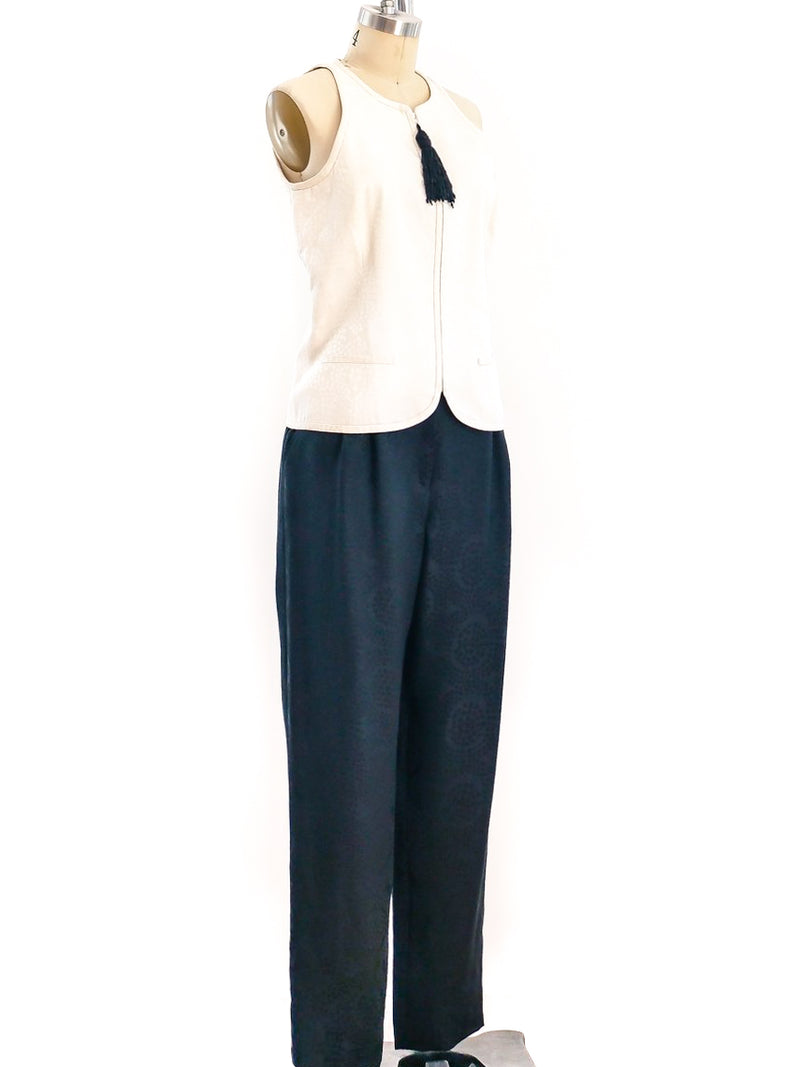 Valentino Black and White Silk Pant with Sleeveless Top Two Piece arcadeshops.com