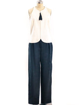 Valentino Black and White Silk Pant with Sleeveless Top Two Piece arcadeshops.com