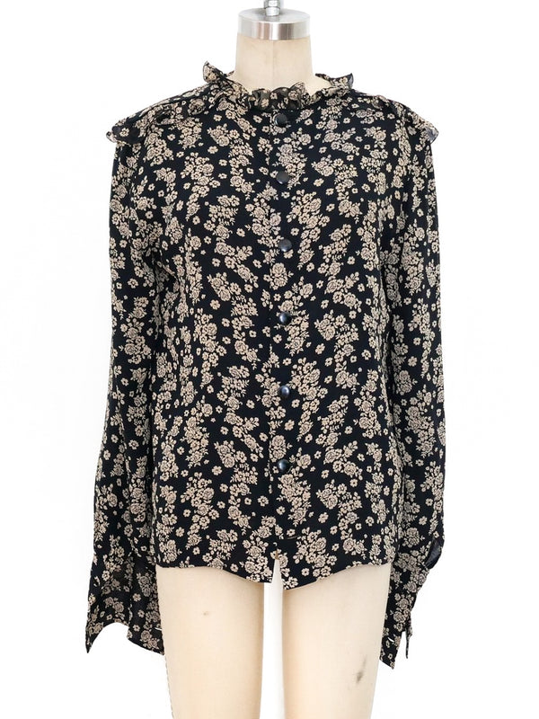 Valentino Floral Printed Ruffle Blouse Top arcadeshops.com