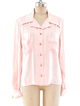 Chanel Logo Jacquard Silk Blouse Top arcadeshops.com