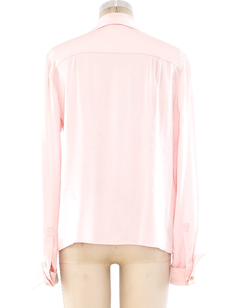 Chanel Logo Jacquard Silk Blouse Top arcadeshops.com