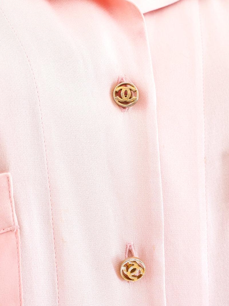 Chanel Logo Jacquard Silk Blouse Top arcadeshops.com