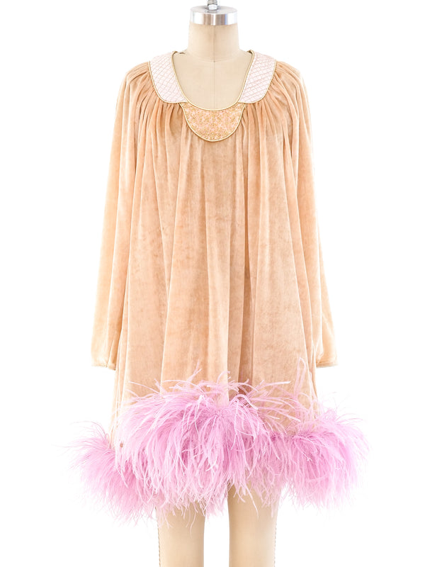 Bill Tice Feather Trimmed Babydoll Dress Dress arcadeshops.com
