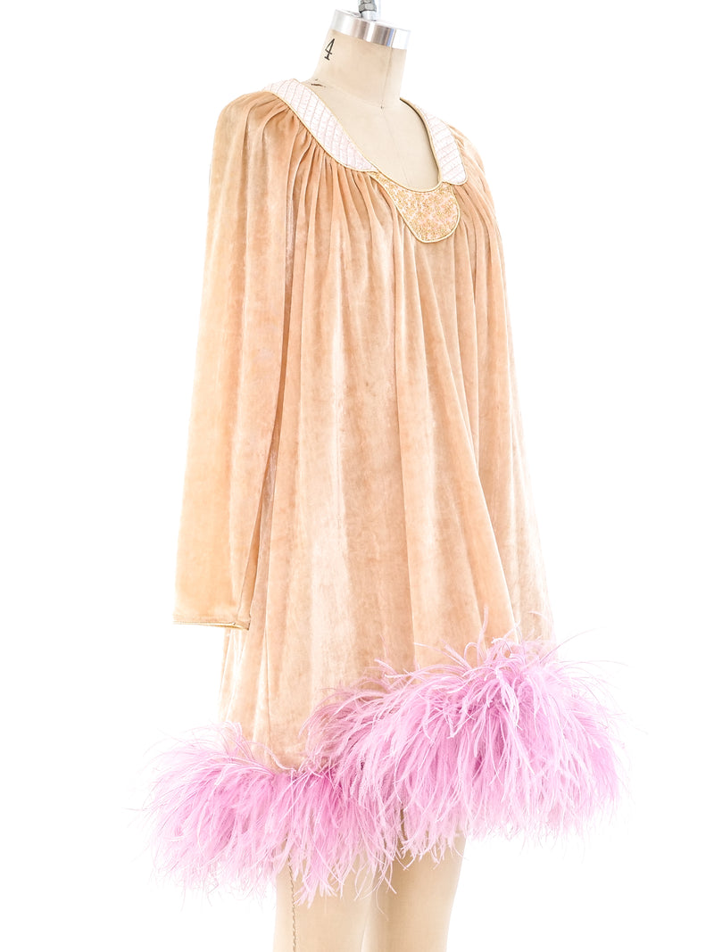Bill Tice Feather Trimmed Babydoll Dress Dress arcadeshops.com