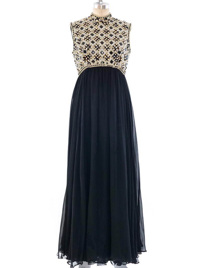 Embellished Sleeveless Chiffon Gown Dress arcadeshops.com