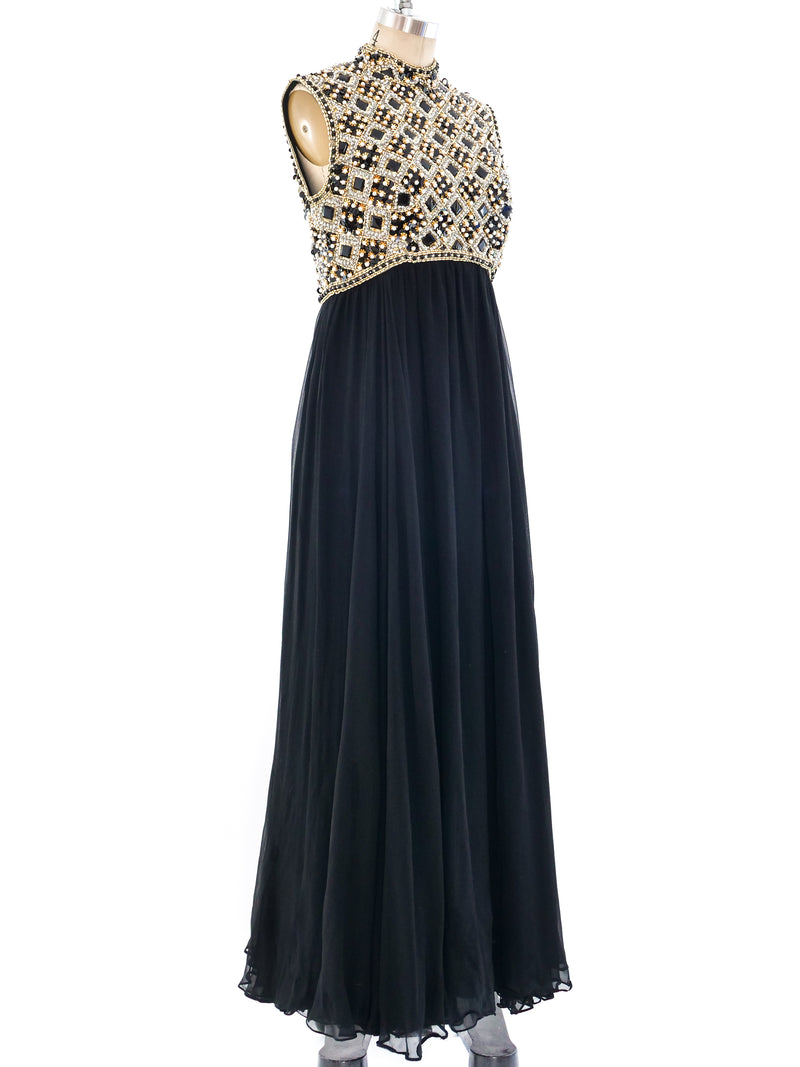 Embellished Sleeveless Chiffon Gown Dress arcadeshops.com