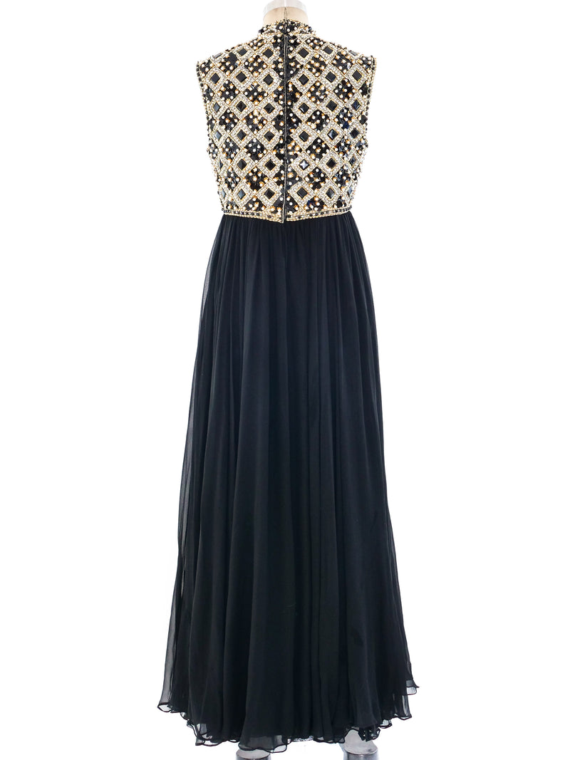 Embellished Sleeveless Chiffon Gown Dress arcadeshops.com