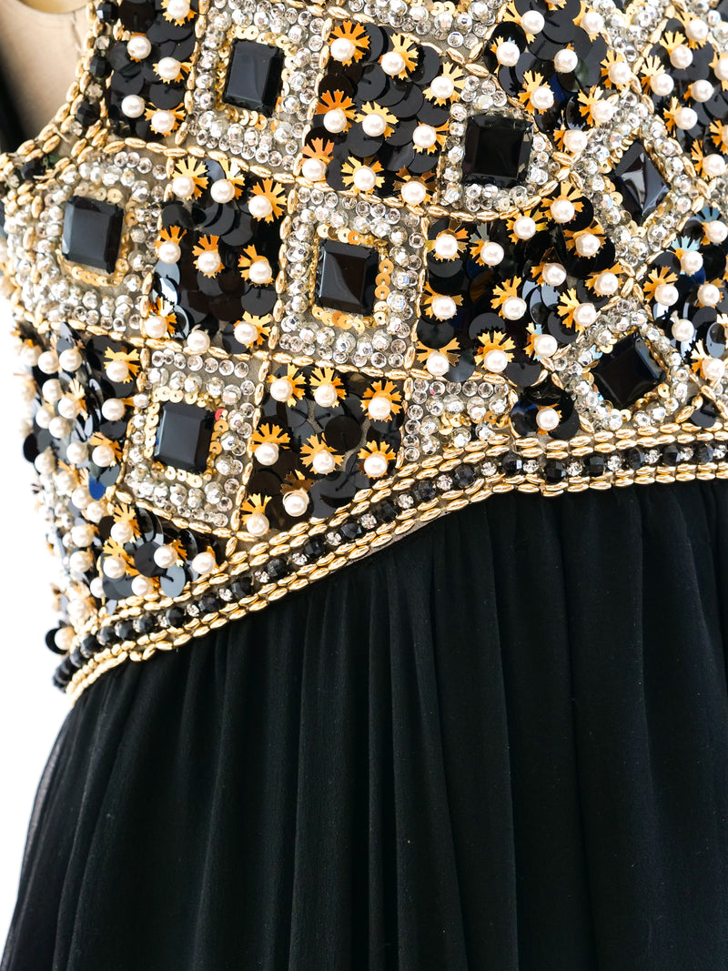 Embellished Sleeveless Chiffon Gown Dress arcadeshops.com