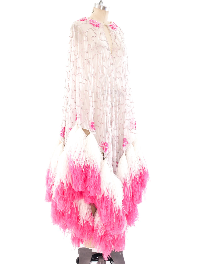 Feather Trimmed Chiffon Poncho Jacket arcadeshops.com