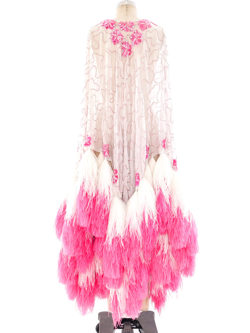 Feather Trimmed Chiffon Poncho Jacket arcadeshops.com