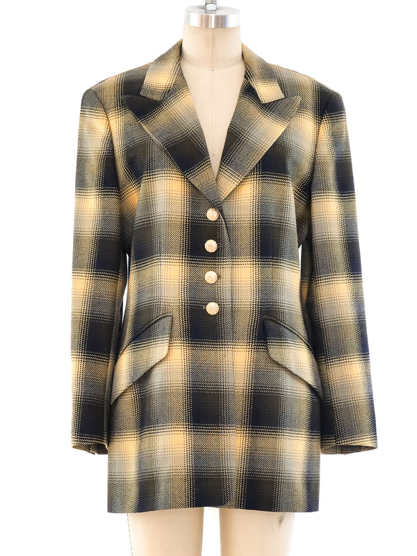 Escada Yellow Plaid Blazer Jacket arcadeshops.com